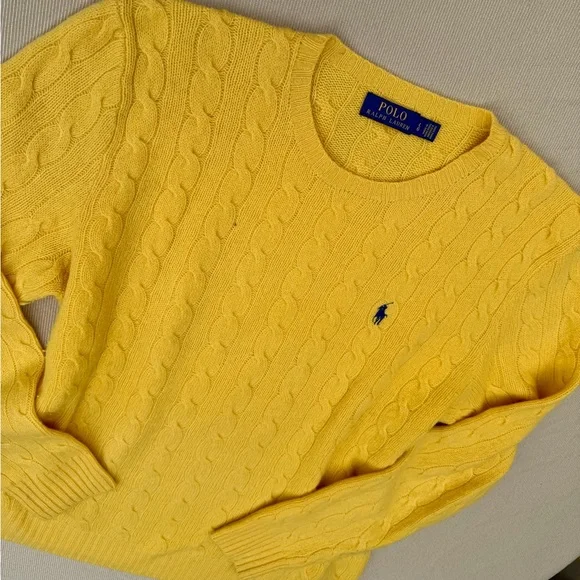 Ralph Lauren Wool & Cashmere Cable Knit Sweater in Yellow
